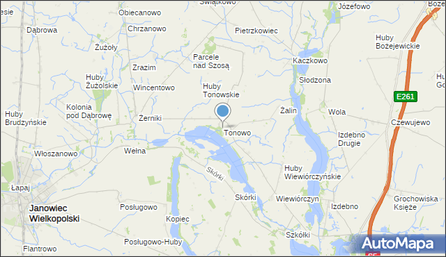 mapa Tonowo, Tonowo na mapie Targeo